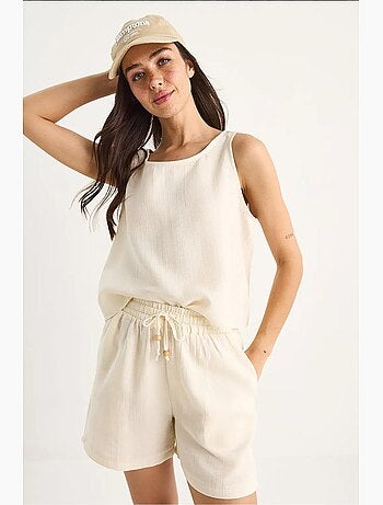 Set co-ord a due pezzi in cotone testurizzato con girocollo lucci