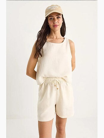 Set co-ord a due pezzi in cotone testurizzato con girocollo lucci