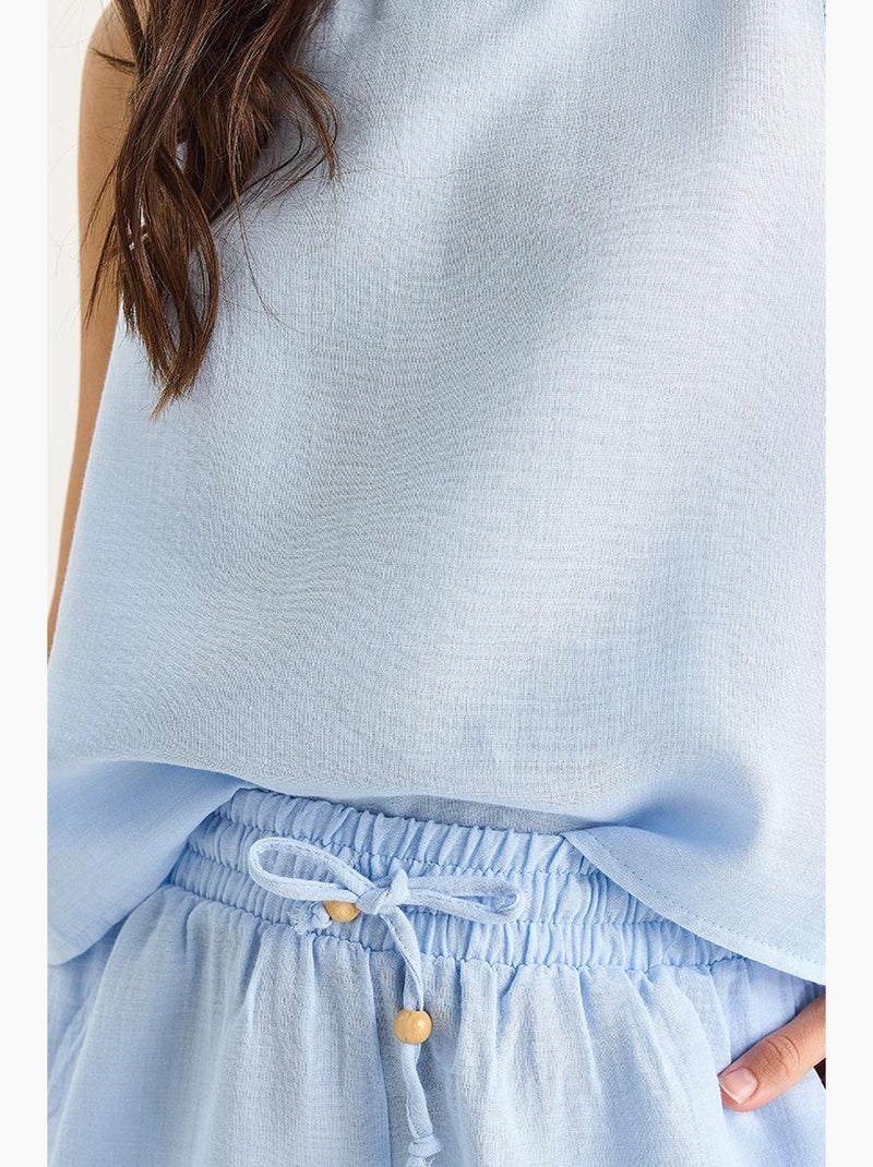 Set co-ord a due pezzi in cotone testurizzato con girocollo lucci Blu cielo - Kiabi