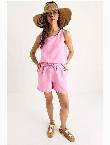 Set co-ord a due pezzi in cotone testurizzato con girocollo lucci