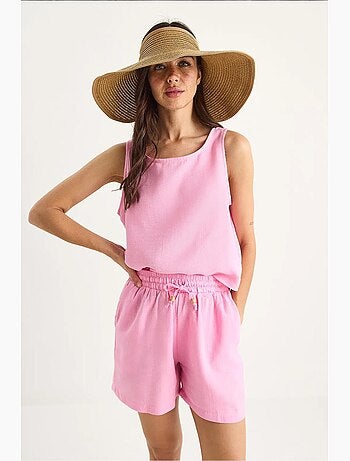 Set co-ord a due pezzi in cotone testurizzato con girocollo lucci