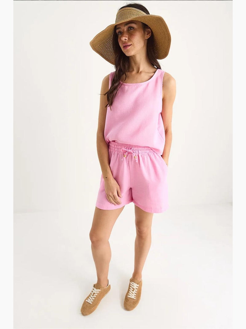 Set co-ord a due pezzi in cotone testurizzato con girocollo lucci Rosa fluo/Solinotes - Kiabi
