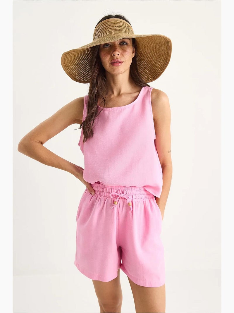 Set co-ord a due pezzi in cotone testurizzato con girocollo lucci Rosa fluo/Solinotes - Kiabi