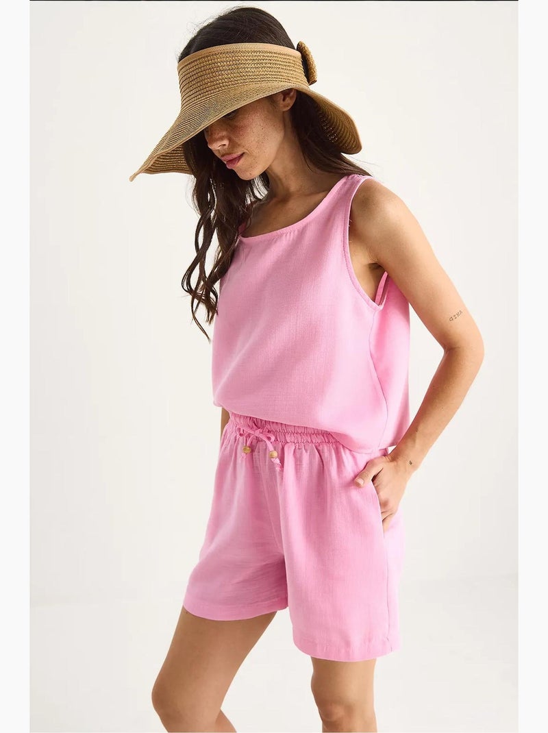 Set co-ord a due pezzi in cotone testurizzato con girocollo lucci Rosa fluo/Solinotes - Kiabi
