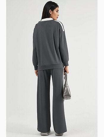 Set co-ord a due pezzi modal touch con colletto con zip e gamba larga, hiccup