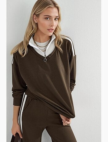 Set co-ord a due pezzi modal touch con colletto con zip e gamba larga, hiccup