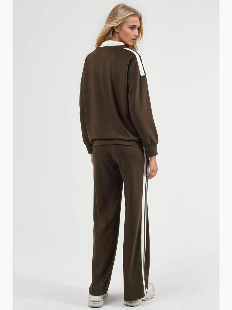 Set co-ord a due pezzi modal touch con colletto con zip e gamba larga, hiccup Marrone cioccolato - Kiabi