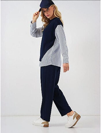 Set co-ord due pezzi a righe lungo con girocollo bdart