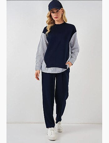Set co-ord due pezzi a righe lungo con girocollo bdart