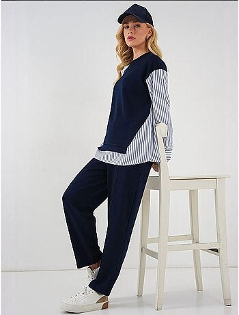Set co-ord due pezzi a righe lungo con girocollo bdart