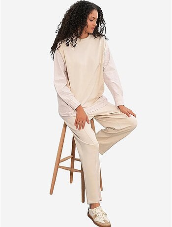 Set co-ord due pezzi a righe lungo con girocollo bdart