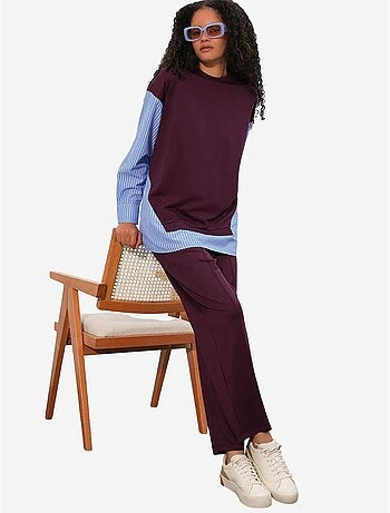 Set co-ord due pezzi a righe lungo con girocollo bdart