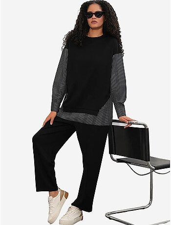 Set co-ord due pezzi a righe lungo con girocollo bdart