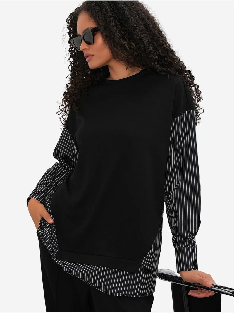 Set co-ord due pezzi a righe lungo con girocollo bdart Nero - Kiabi