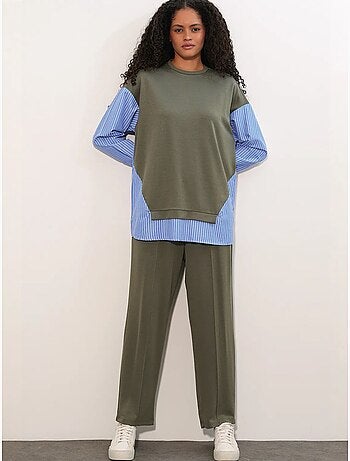 Set co-ord due pezzi a righe lungo con girocollo bdart