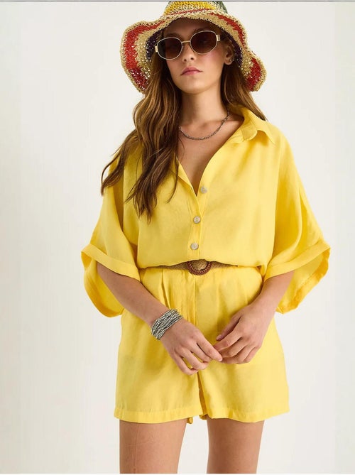 Set co-ord due pezzi a vita alta con bottoni lucci - Kiabi