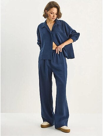 Set co-ord due pezzi camicia-pantaloni lucci