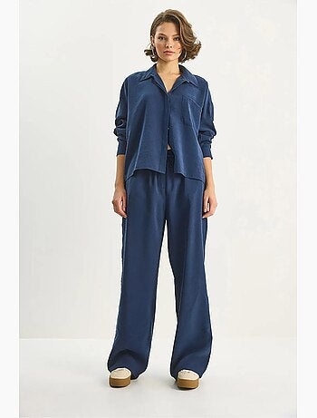 Set co-ord due pezzi camicia-pantaloni lucci