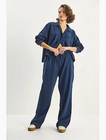 Set co-ord due pezzi camicia-pantaloni lucci