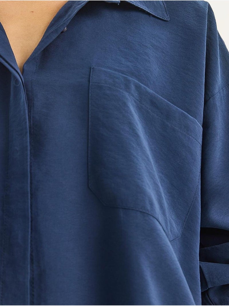 Set co-ord due pezzi camicia-pantaloni lucci Blu marino - Kiabi