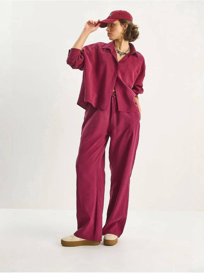 Set co-ord due pezzi camicia-pantaloni lucci Rosso bordeaux - Kiabi