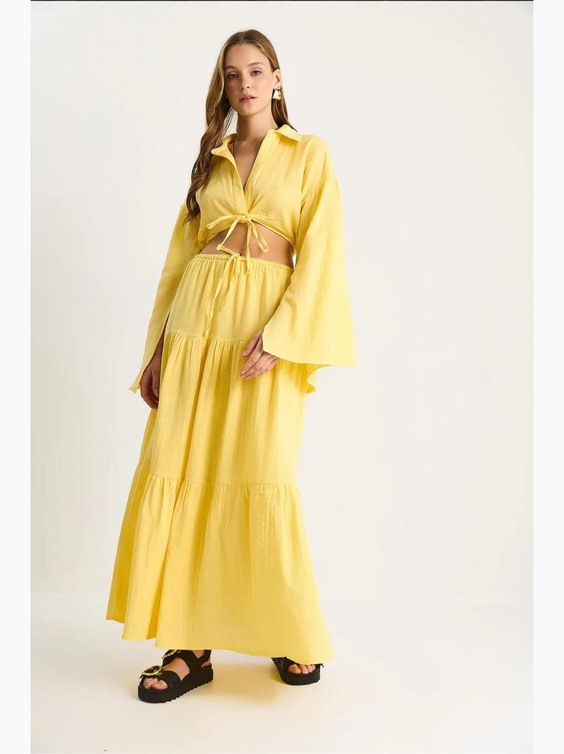 Set co-ord due pezzi con camicia e gonna con ruches lucci Ambra - Kiabi