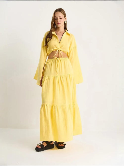 Set co-ord due pezzi con camicia e gonna con ruches lucci - Kiabi Set co-ord due pezzi con camicia e gonna con ruches lucci - Kiabi