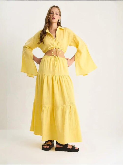 Set co-ord due pezzi con camicia e gonna con ruches lucci - Kiabi Set co-ord due pezzi con camicia e gonna con ruches lucci - Kiabi