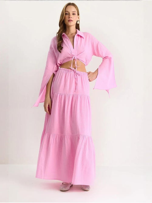 Set co-ord due pezzi con camicia e gonna con ruches lucci - Kiabi Set co-ord due pezzi con camicia e gonna con ruches lucci - Kiabi