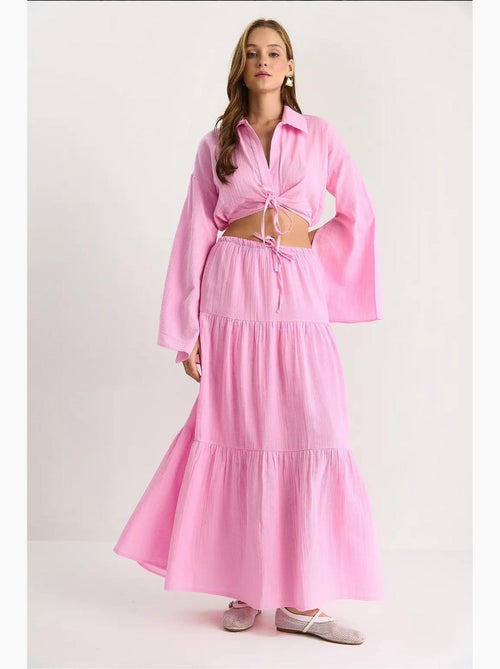 Set co-ord due pezzi con camicia e gonna con ruches lucci - Kiabi Set co-ord due pezzi con camicia e gonna con ruches lucci - Kiabi