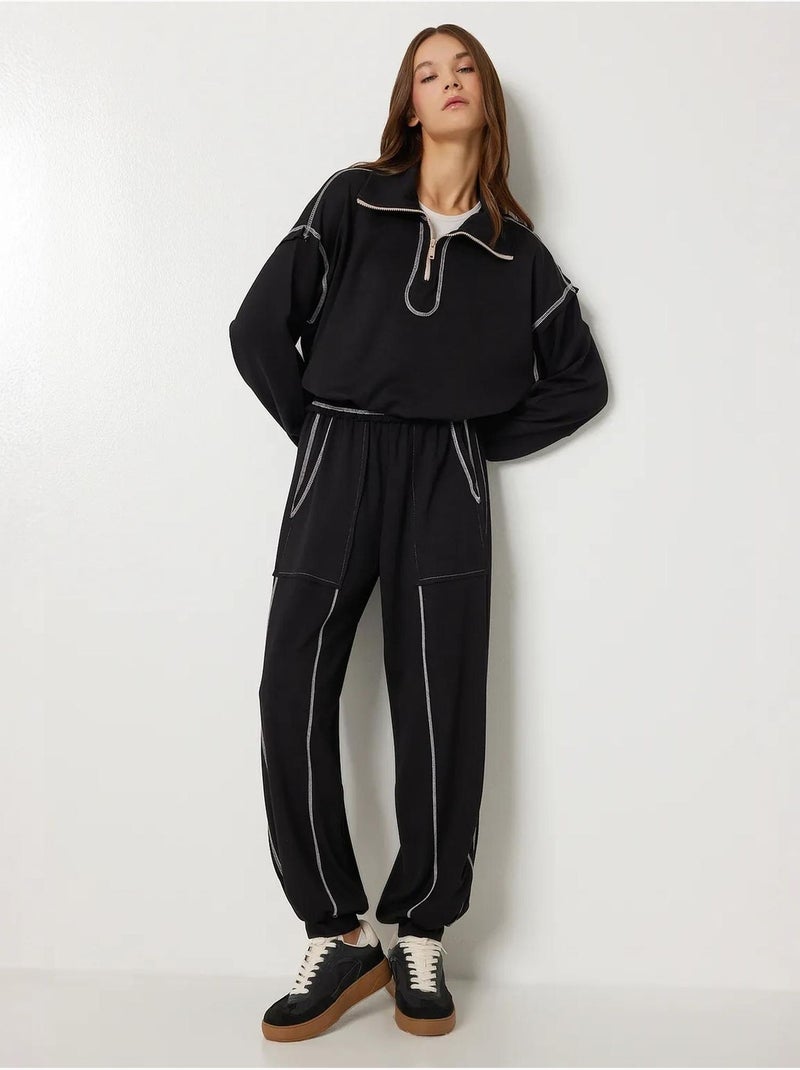 Set co-ord due pezzi con colletto con zip e maniche lunghe istanbul Nero - Kiabi