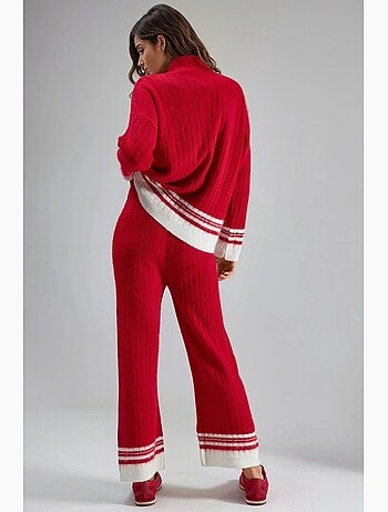 Set co-ord in maglia a coste a righe con mezzo dolcevita my fashion