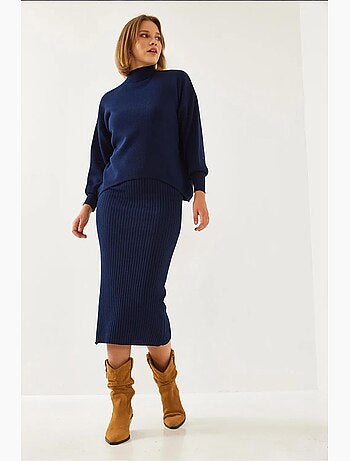 Set co-ord in maglia a coste con dolcevita lucci