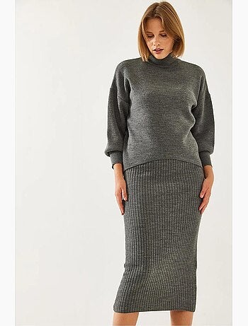 Set co-ord in maglia a coste con dolcevita lucci