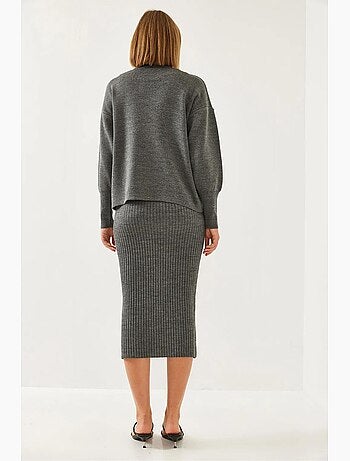 Set co-ord in maglia a coste con dolcevita lucci