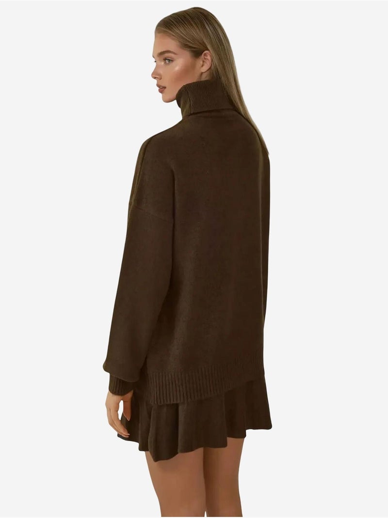 Set co-ord in maglia oversize testurizzato con dolcevita bdart Marrone scuro - Kiabi