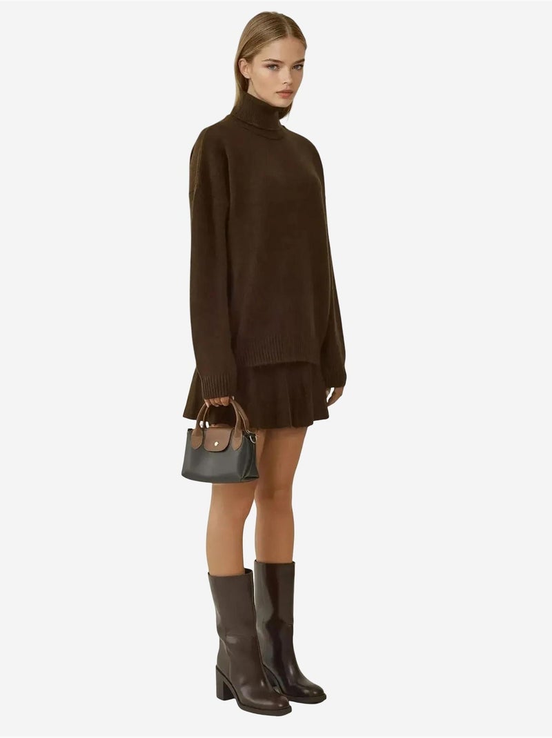 Set co-ord in maglia oversize testurizzato con dolcevita bdart Marrone scuro - Kiabi