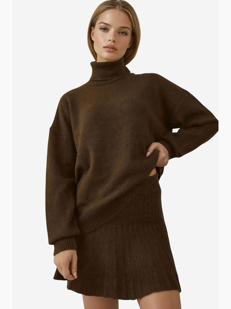 Set co-ord in maglia oversize testurizzato con dolcevita bdart Marrone scuro - Kiabi