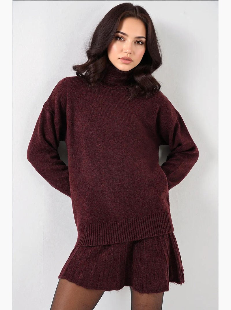 Set co-ord in maglia oversize testurizzato con dolcevita bdart Rosso bordeaux - Kiabi