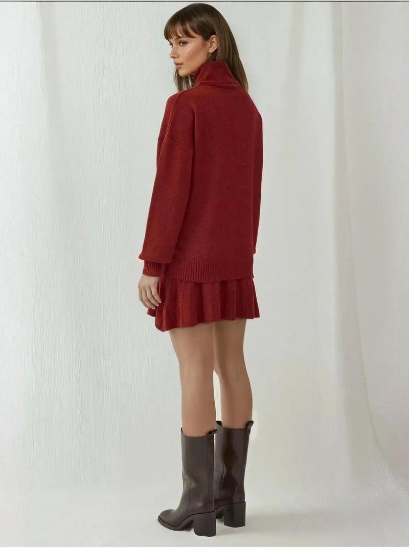 Set co-ord in maglia oversize testurizzato con dolcevita bdart Rosso - Kiabi