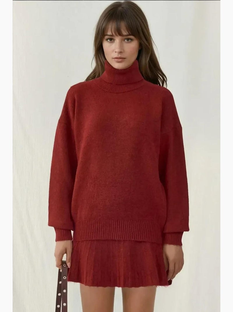 Set co-ord in maglia oversize testurizzato con dolcevita bdart Rosso - Kiabi
