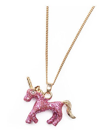 Set collana e anello unicorno rosa glitter - Great Pretenders