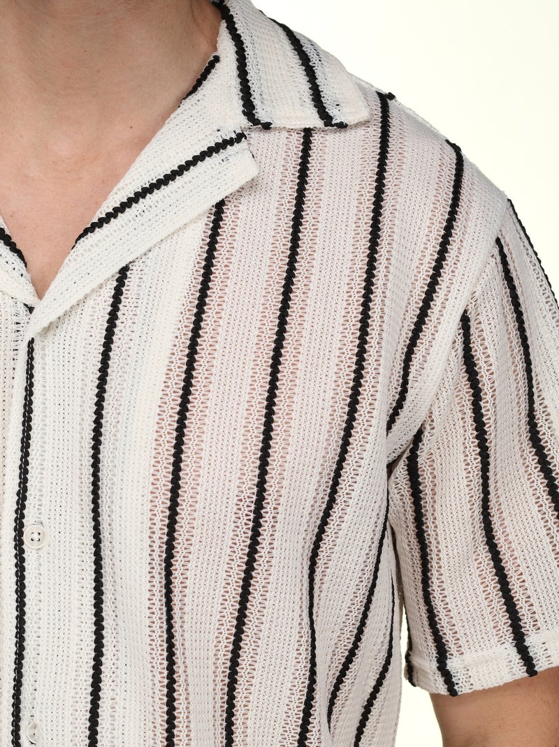 Set composto da camicia e pantaloncini a righe - Frilivin Bianco Nero - Kiabi