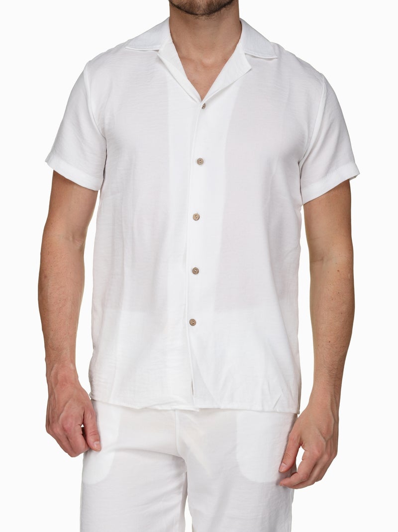 Set composto da camicia e pantaloncini a tinta unita con texture - Frilivin Bianco - Kiabi