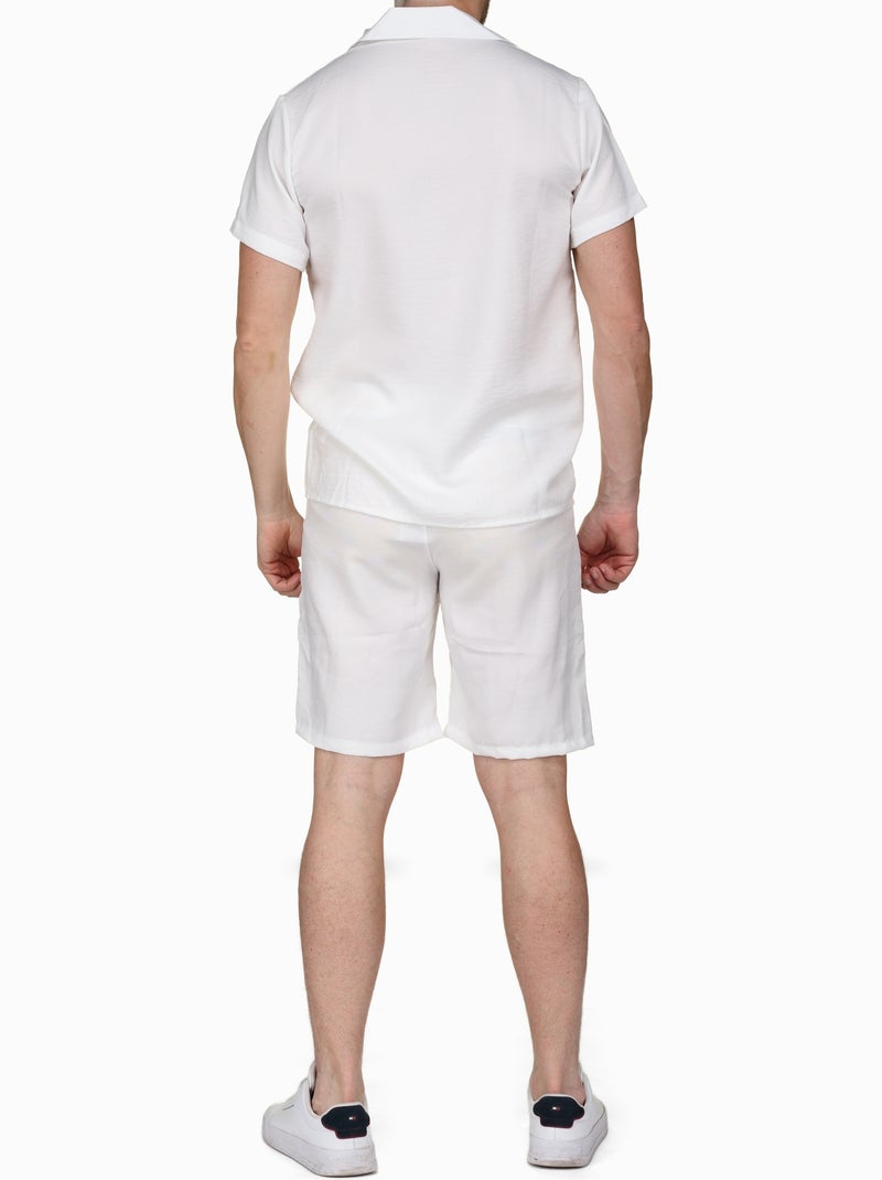 Set composto da camicia e pantaloncini a tinta unita con texture - Frilivin Bianco - Kiabi
