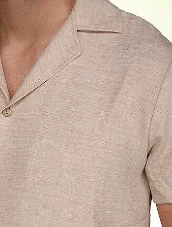 Set composto da camicia e pantaloncini a tinta unita con texture - Frilivin
