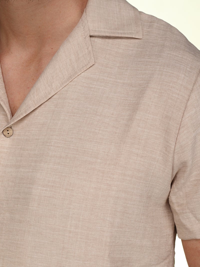 Set composto da camicia e pantaloncini a tinta unita con texture - Frilivin Marrone - Kiabi