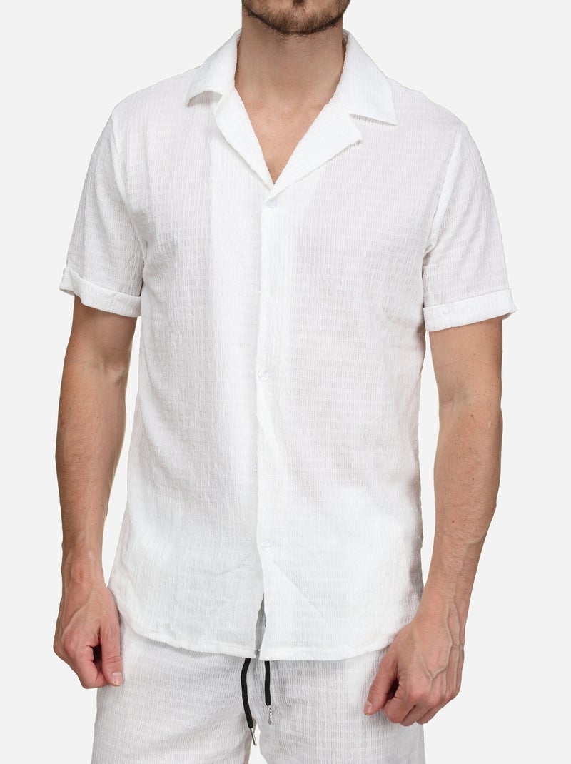 Set composto da camicia e pantaloncini a tinta unita e fantasia - Frilivin Bianco - Kiabi
