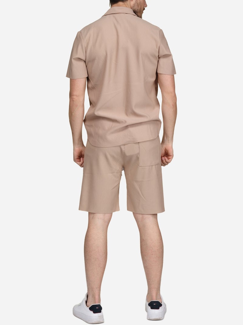 Set composto da camicia e pantaloncini testurizzati - Frilivin Beige - Kiabi