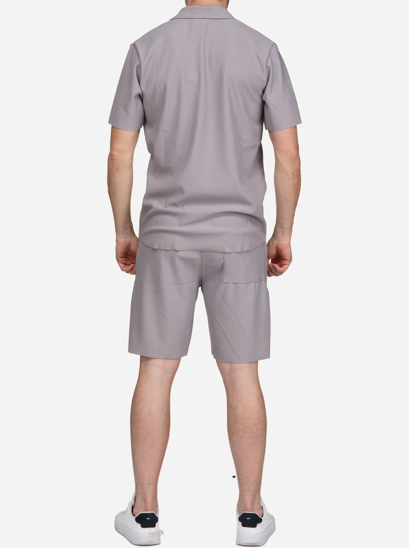 Set composto da camicia e pantaloncini testurizzati - Frilivin Grigio - Kiabi